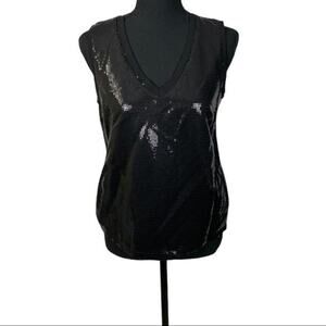 DREW Anthropologie black sparkly sequins top Size XS